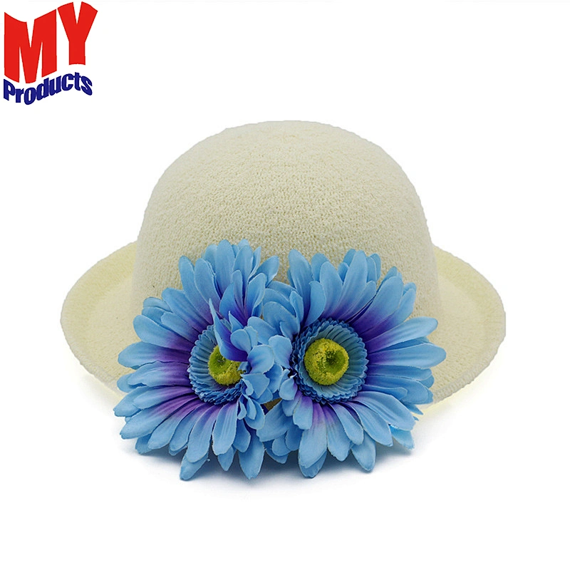 Folded Summer Lady Custom Bright Color Cheap Paper Flower Straw Hat