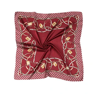 Hot selling luxury woman neck scarf digital print silk square scarf