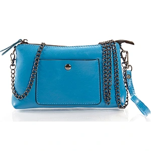 New stylish women metal chain strap sling bag pu leather ladies messenger bag