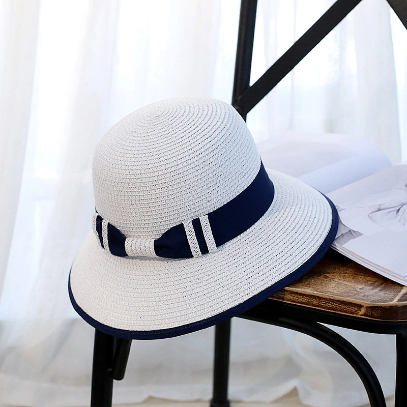 Summer Handmade Flower Straw Hat Women'S Garland Sunbonnet Bucket Hat Roll-Up Hem Beach Cap Sun Hat For Women
