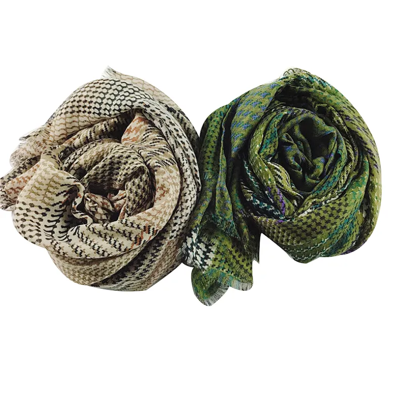 New vintage ethnic style women's scarf printed plaid cotton shawl