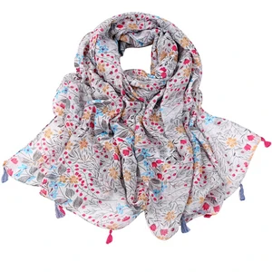 Summer new floral  flower ventilate scarf long travel sunshade beach  shawl