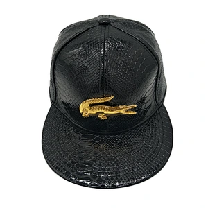 Custom 5-panel pu leather flat visor baseball hat men baseball caps with embroidery