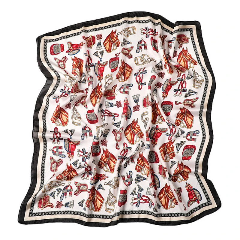 2019 New arrival luxury ladies silk scarf decorative scarf square printed satin hijab