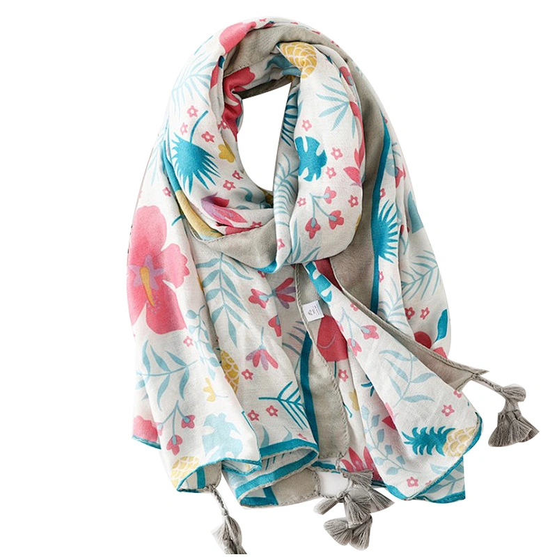 Summer ethnic silk scarves printed fringe travel beach towel scarf