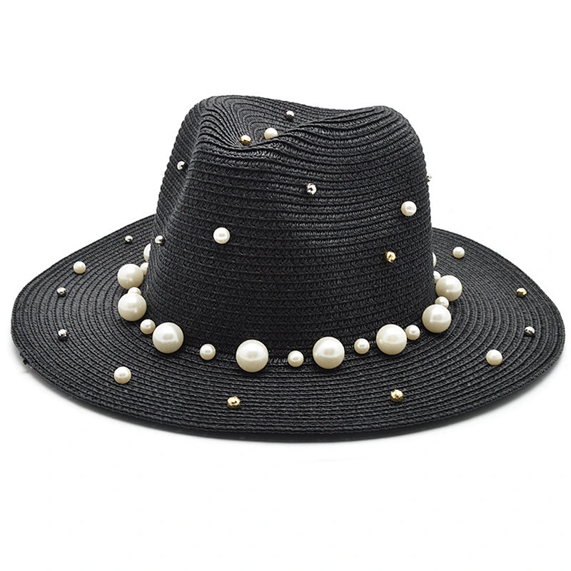 high quality panama style paper straw hat skimmer boater straw hat women woven sun hats