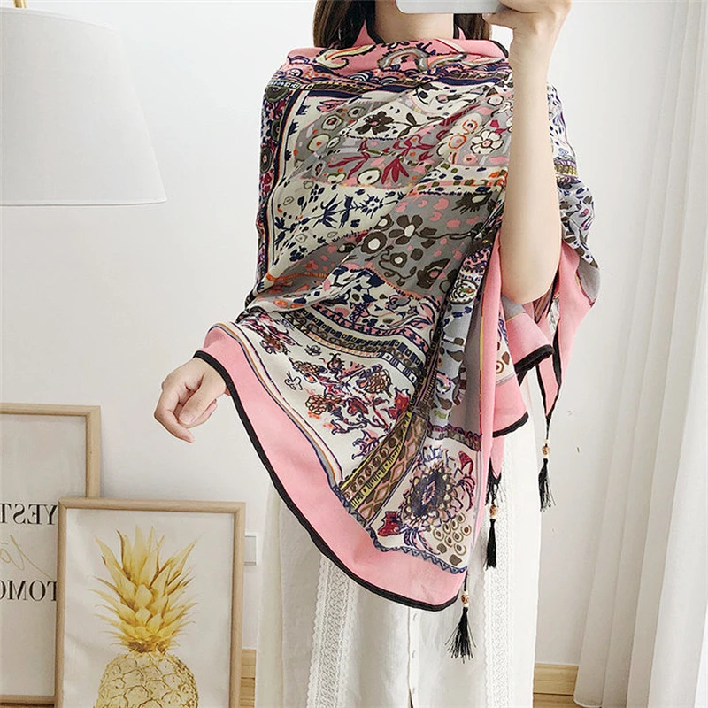 Good quality ladies scarves shawls digital printing personalized beach towel scarf