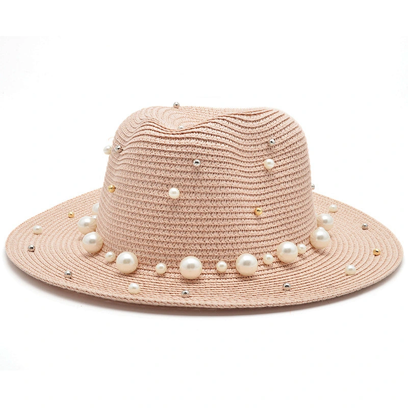high quality panama style paper straw hat skimmer boater straw hat women woven sun hats