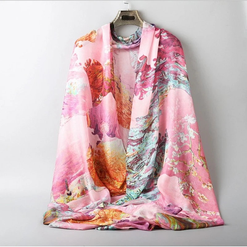 Spray painting scarf spring and autumn Korean version s herringbone silk scarf