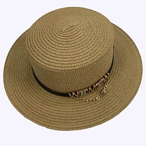 2019 New Style Characteristic Straw Flat Hat Metal Letters Cap