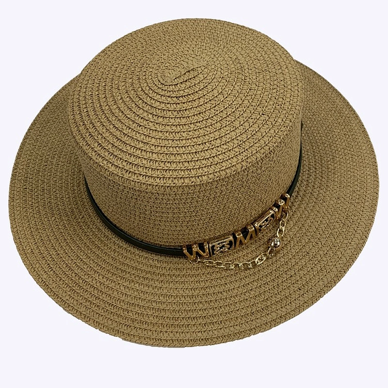 2019 New Style Characteristic Straw Flat Hat Metal Letters Cap