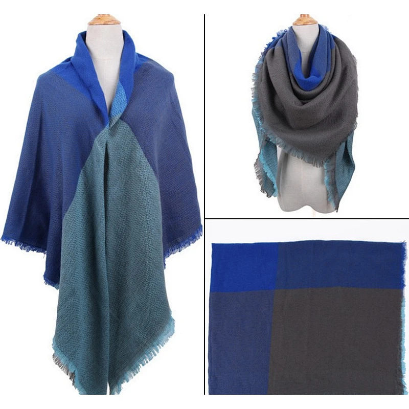 Cashmere large square towel blended color plaid skin-friendly scarf women winter warm versatile shawl