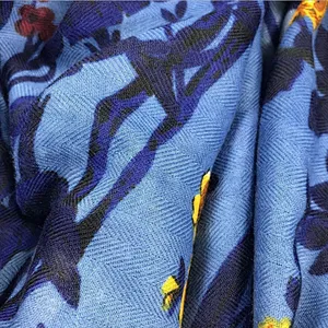 New fashion women Lightweight blue floral printed scarf