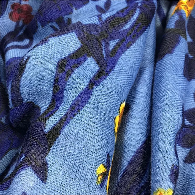 New fashion women Lightweight blue floral printed scarf