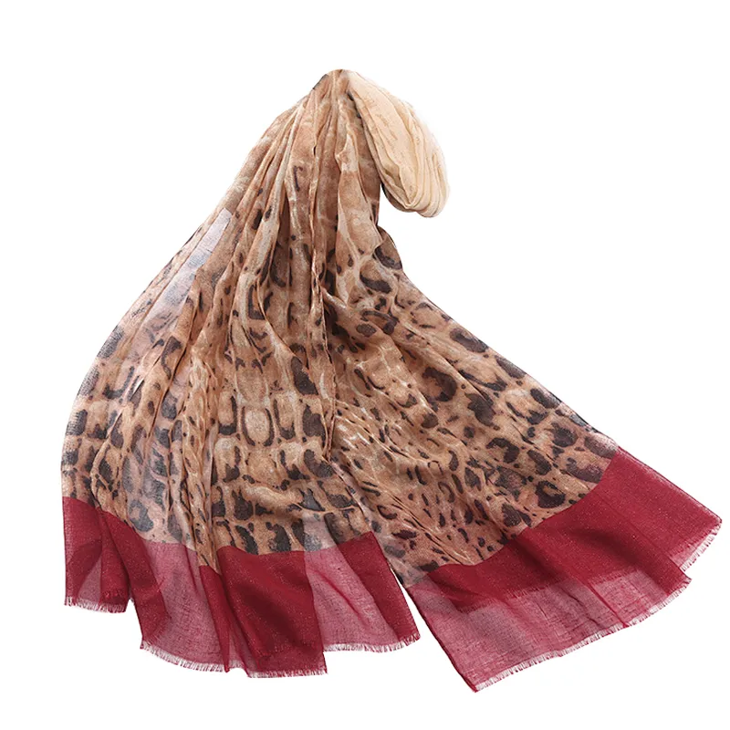 New European and American style leopard print cotton and linen versatile scarf