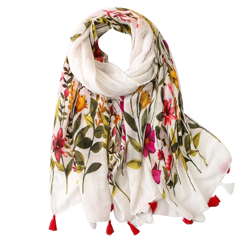 New national flower printed travel seaside holiday sunshade shawl beach towel scarf