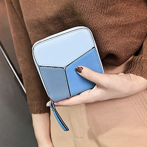 Tri Fold Multicolor Genuine Leather Coin And Change Purse Women Mini Wallet