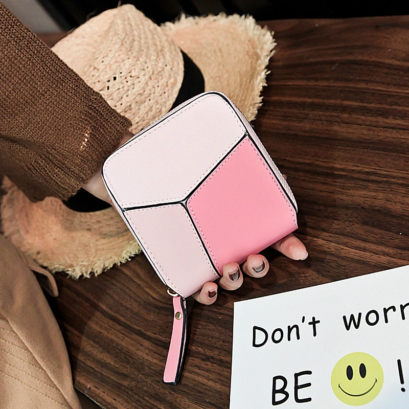 Tri Fold Multicolor Genuine Leather Coin And Change Purse Women Mini Wallet