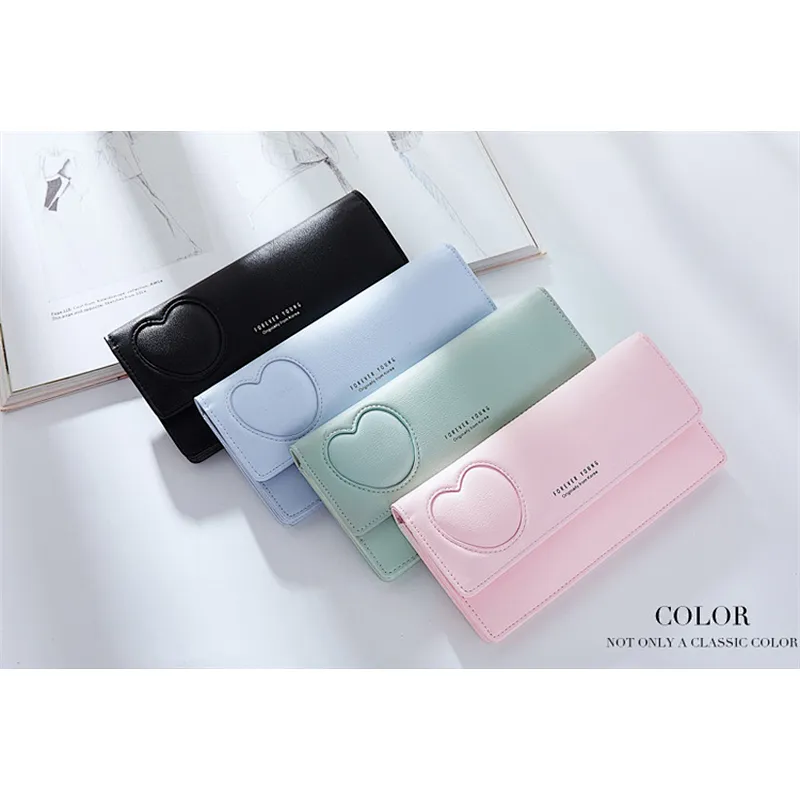 2019 Hot sale fashion ladies pu leather wallet girls purse long tyle wallets