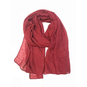 New design satin embossed with pearls women scarf