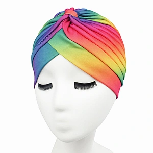 Navy Solid Color Soft Modal Indian Turban Hats Cap For Women