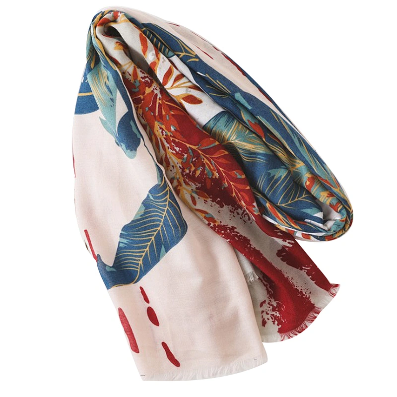 Artistic style floral design sunshade shawl silk women scarf