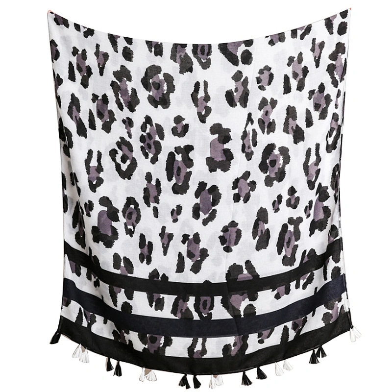Artistic style versatile color matching leopard print shawl scarf