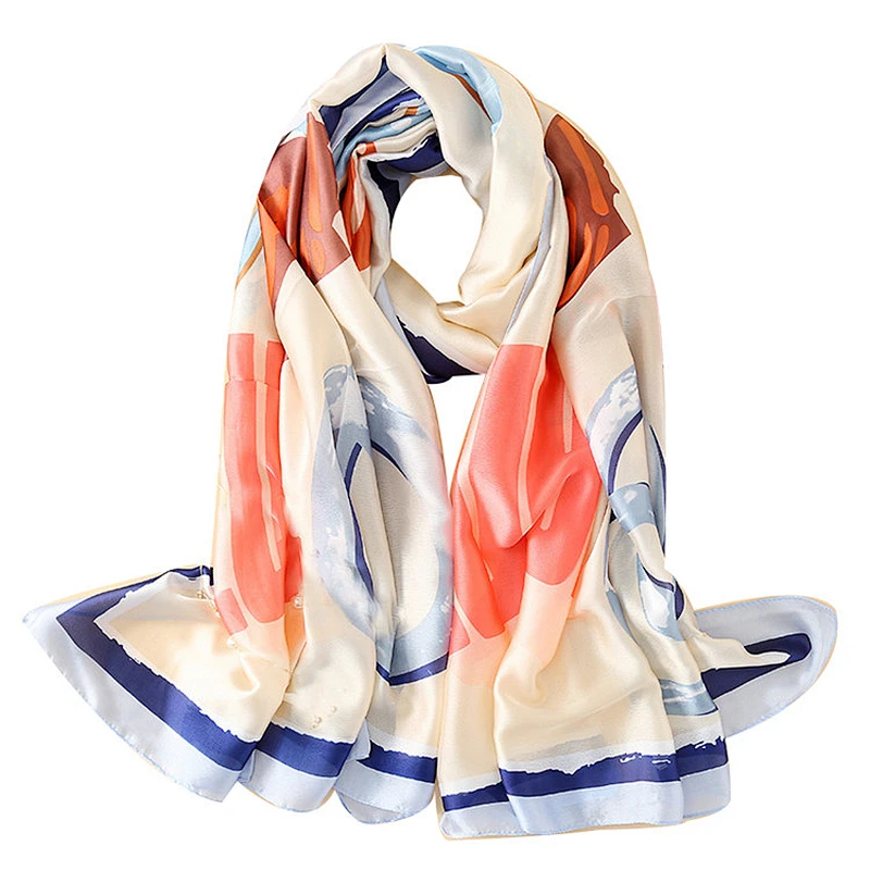 Hot sale summer multicolor women fashion scarves custom printed silk scarf