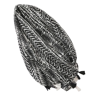 Korean version women's black and white geometric fringe long scarf