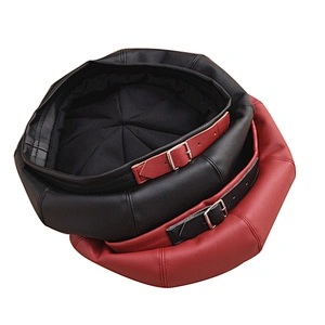 England Fashion PU Leather Beret Pumpkin Painter Hat Autumn Winter Buckle Hat