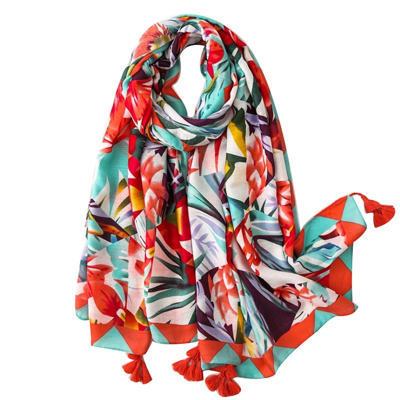 Ethnic new cotton and linen scarf female creative matching color shawl travel sunshade scarf