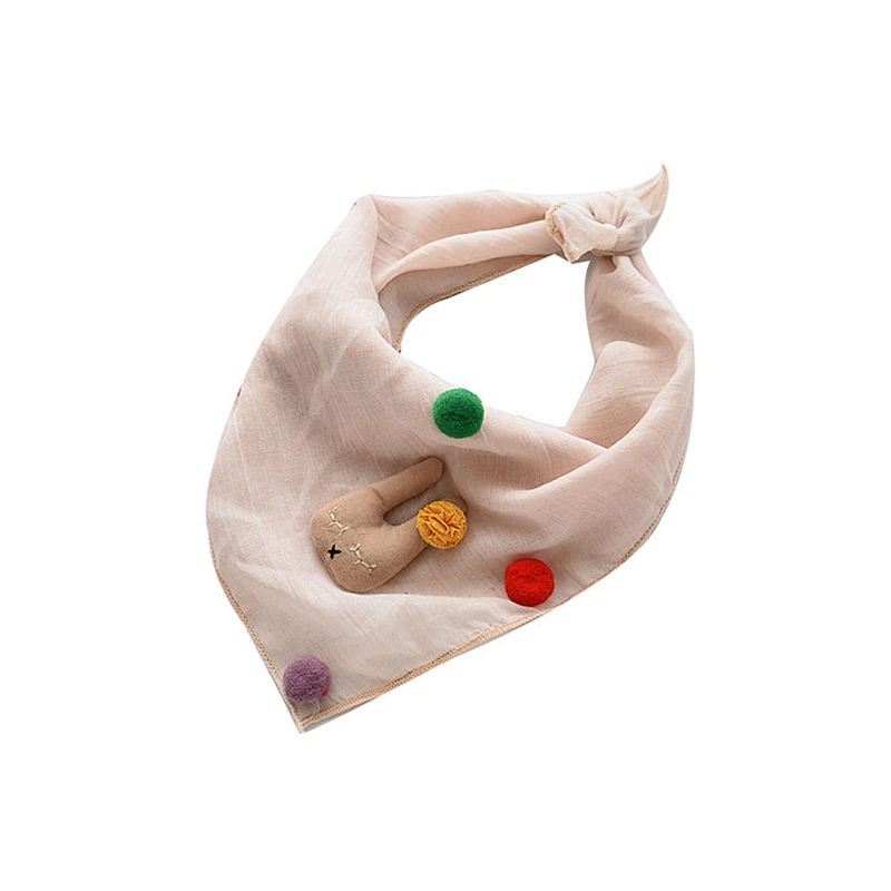 Wholesale hot sale kids cartoon style cotton square scarf with rabbit and balls