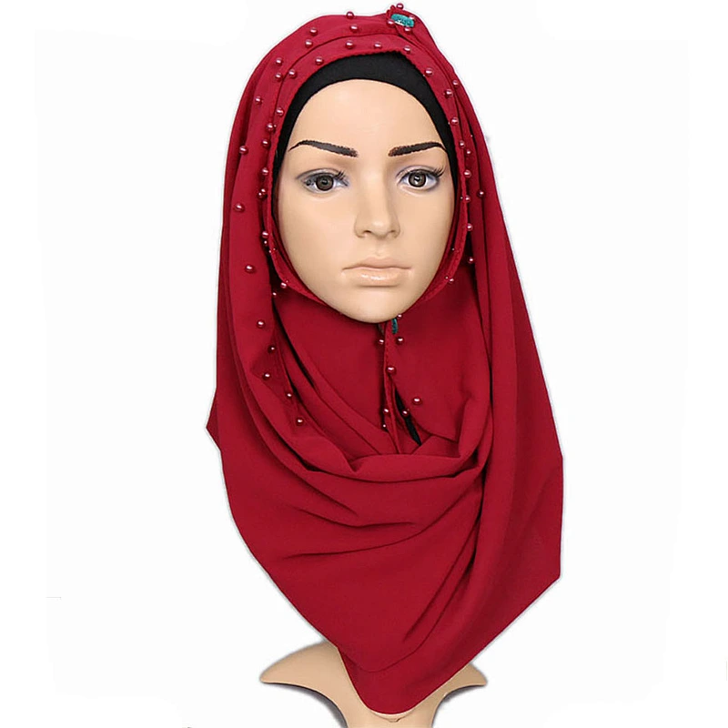 2018 New Design Fashion Pasmina Scarf Pashmina Pearl Chiffon Scarf Young Girls Scarf