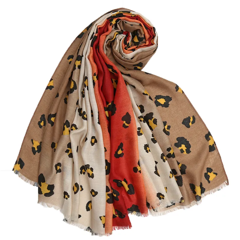 Unique woman's leopard print spring and autumn shawl folk style scarf