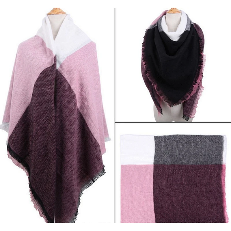 Cashmere large square towel blended color plaid skin-friendly scarf women winter warm versatile shawl