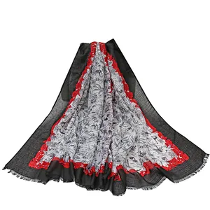 Printed silk towel chiffon fabric  oversize beach shawl woman's scarf
