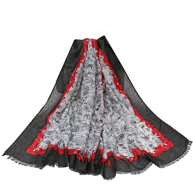 Printed silk towel chiffon fabric  oversize beach shawl woman's scarf