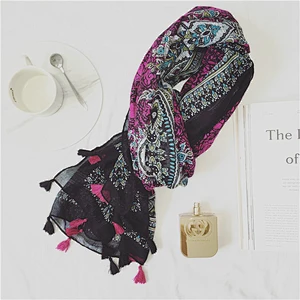 Large Silk Scarf With Chain Pattern Egyptian Cotton Scarves Wool Silk Reversible Scarf
