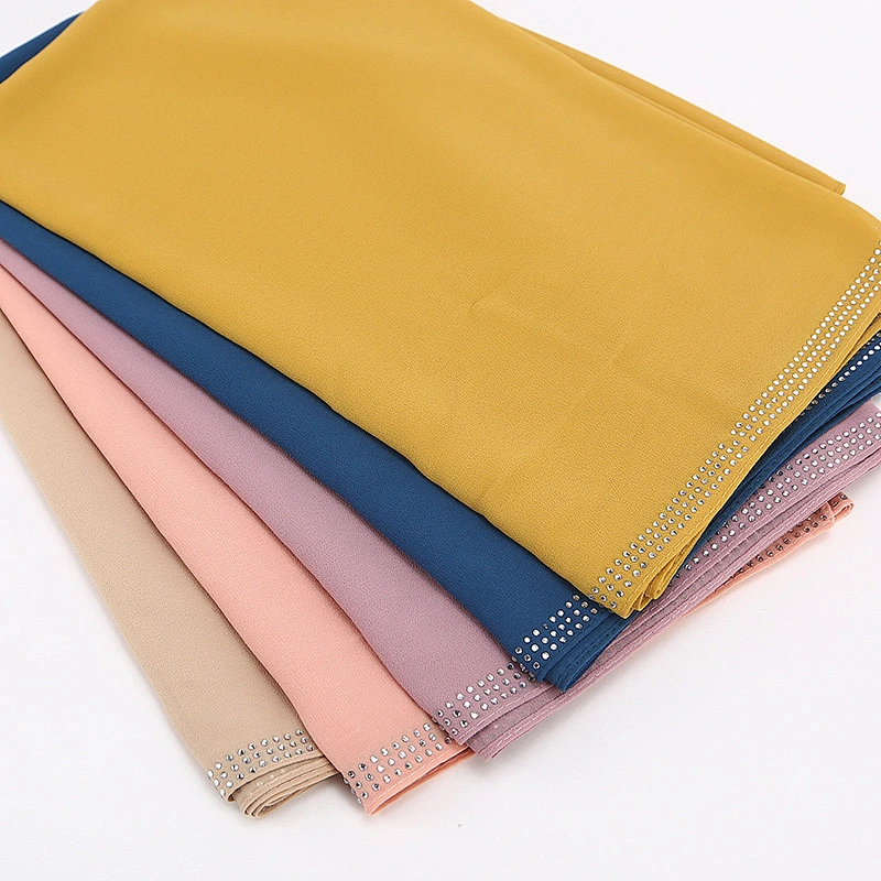 Hot diamond solid color sunscreen scarf head turban chiffon hijab muslim for women