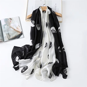 Circular printed simulation silk decorative scarf women silk scarves wholesale pashmina scarf shawl