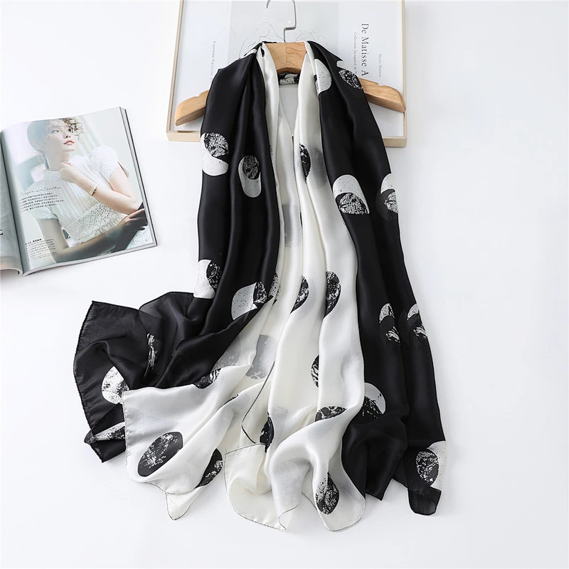 Circular printed simulation silk decorative scarf women silk scarves wholesale pashmina scarf shawl