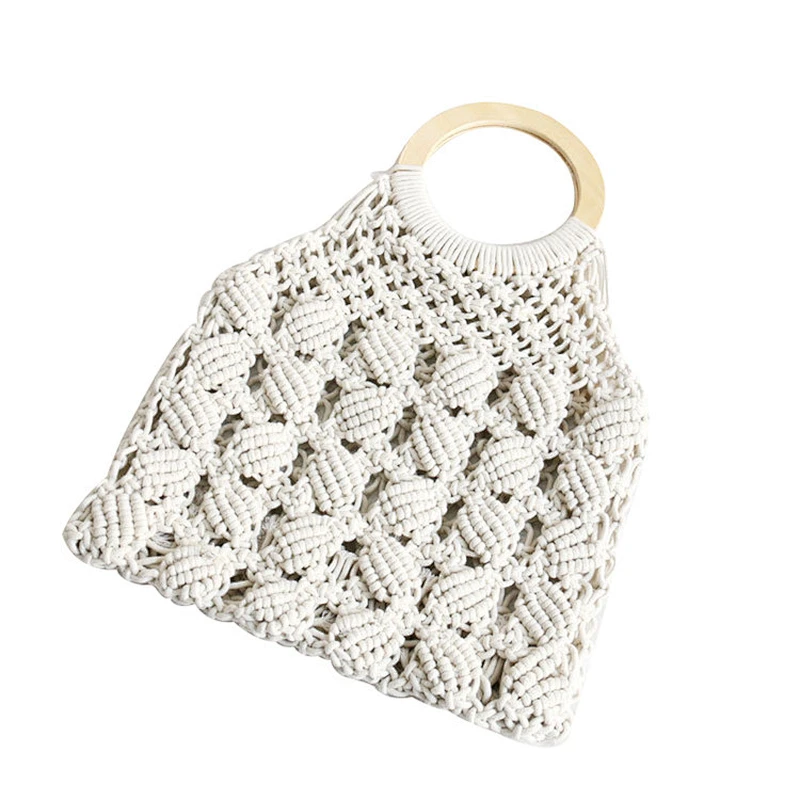 Low moq crochet net tote bag handmade bags women beach handbag