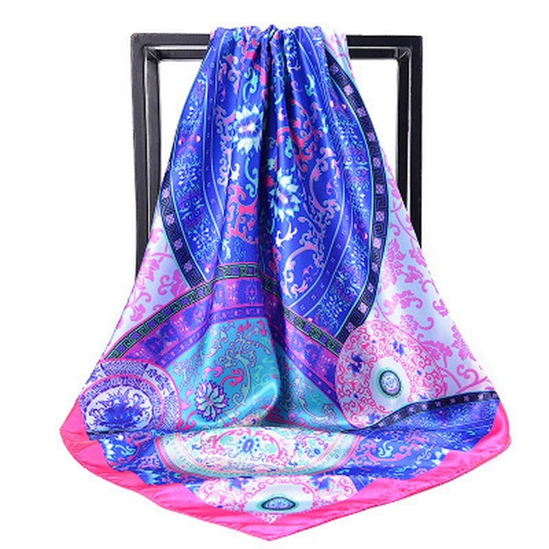 Soft smooth printing large square simulation silk scarf muslim silk square scarf designer shawl