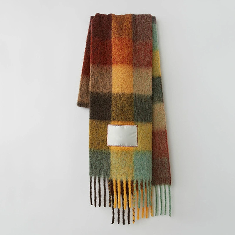 240Cmx37Cm Imitation Cashmere Scarf Long Shawl Scarf Women Rainbow Checked Scarf