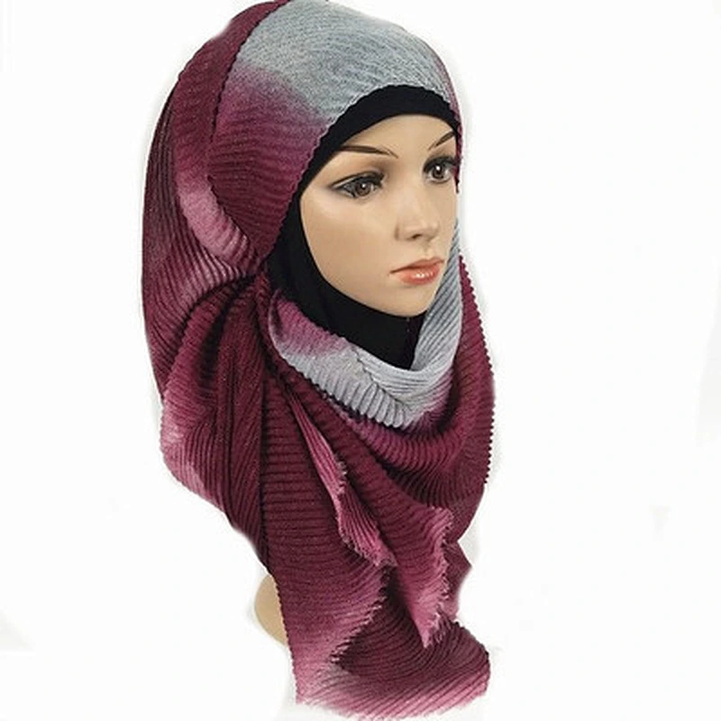 Muslim gradient color long scarf classic wild cotton women's crinkle scarf hijab