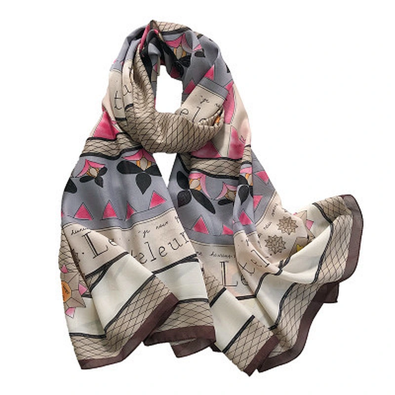 Factory wholesale contrast color printed wholesale long pashmina silk shawl scarf