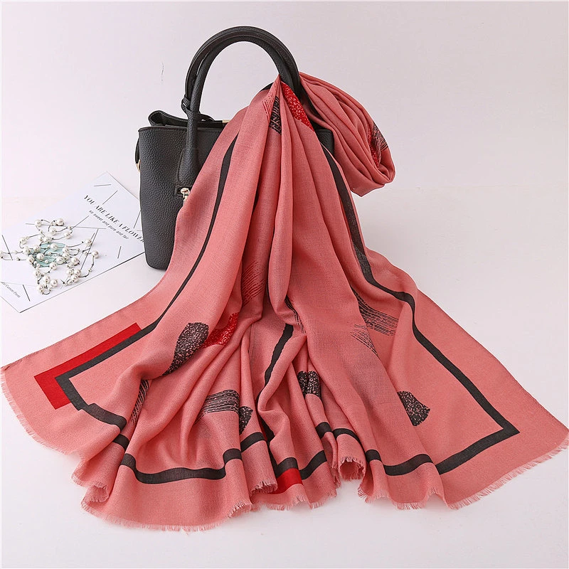 Factory direct sales long sunscreenscarf warm abstract print women polyester scarf