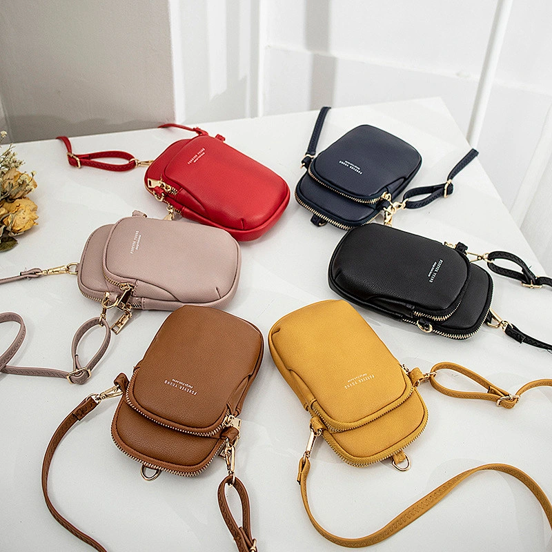 2020 new PU women Korean solid color Stylish simplicity phone purse custom small crossbody bag