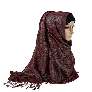 Solid color silver silk starry tassel shawl women beautiful hijab hijabs muslim scarf