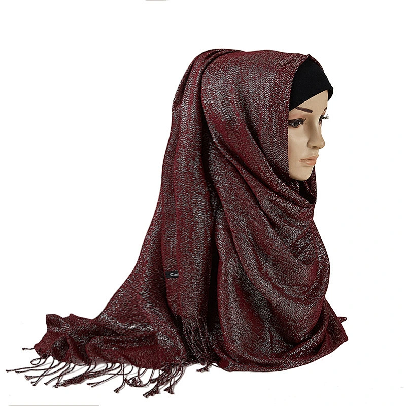 Solid color silver silk starry tassel shawl women beautiful hijab hijabs muslim scarf